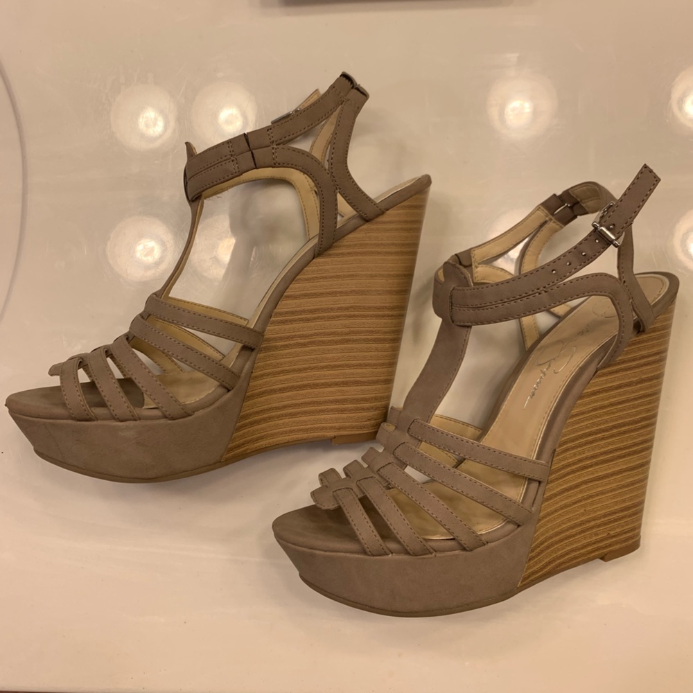 Jessica Simpson JP Brinlee Wedge Platform Strappy Sandals - Size 8.5